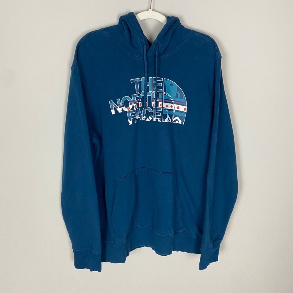 The North Face Men's Half Dome Pullover Hoodie Monterey Blue Geometric Logo XL